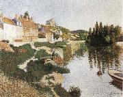 Paul Signac Riverbank,Petie Andely oil